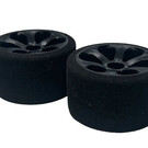 JACO JAC2701-B  Blue Jaco 1/12 Foam Front Tires Mounted On "Prism" Black Wheels (2)