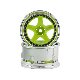 DS Racing DSC-DE-025 Element 5 Spoke Drift Wheel Green Face/Chrome Lip