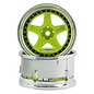 DS Racing DSC-DE-025 DS Racing Drift Element 5 Spoke Drift Wheel (Green Face/Chrome Lip/Chrome Rivet) (Adjustable Offset) w/12mm Hex
