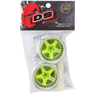 DS Racing DSC-DE-025 Element 5 Spoke Drift Wheel Green Face/Chrome Lip
