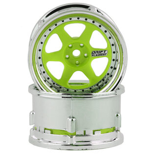 DS Racing DSC-DE-226 Element 6 Spoke Drift Wheel Green Face/Chrome Lip