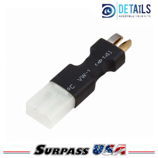 Surpass Hobby USA DTSPHB-11 T-Plug (Deans) Male to Tamiya Female Adapter for RC Lipo Batteries (1pc)