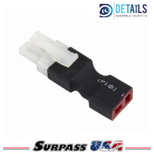 Surpass Hobby USA DTSPHB-12 Hobby Details T-Plug (Deans) Female to Tamiya Male Adapter for RC Lipo Batteries (1pc)