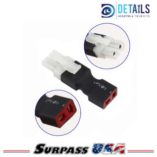 Surpass Hobby USA DTSPHB-12 T-Plug (Deans) Female to Tamiya Male Adapter for RC Lipo Batteries (1pc)