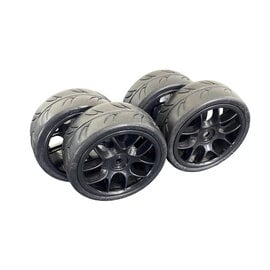 Ride RI-26073BK  Ride 1/10 Belted Tyres Preglued on Silver Wheel (4)