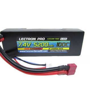 Lectron Pro 2S5200-100D  2S 7.4v 5200mAh 100C LiPo Battery w/ Deans Connector