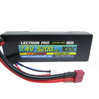 Lectron Pro 2S5200-100D  Lectron Pro 2S 7.4v 5200mAh 100C LiPo Battery w/ Deans Connector