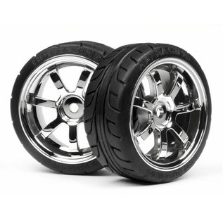 HPI HPI4738 T-Grip Tire, 26mm, Mounted on Rays 57S-Pro Wheels, Chrome