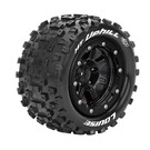Louise RC LOULT3330SB  MFT MT-Uphill 1/10 Monster Truck Tires, 1/2" Offset, 17mm Hex, Soft, Mounted on Black Rim (2)