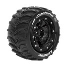 Louise RC LOULT3331SB  MFT MT-Cyclone 1/10 Monster Truck Tires, 1/2" Offset, 17mm Hex, Soft, Mounted on Black Rim (2)