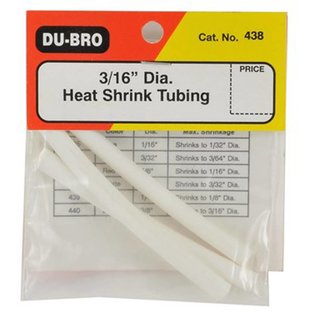 Dubro DUB438  3/16" Diameter Heat Shrink Tubing White 3/pkg