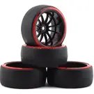 Firebrand RC FBR1WHECHR923  Firebrand RC Char D29R Pre-Mounted 2-Piece Slick Drift Tires (4) (Black/Red) w/D2 Tires, 12mm Hex & 9mm Offset