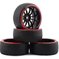 Firebrand RC FBR1WHECHR923  Firebrand RC Char D29R Pre-Mounted 2-Piece Slick Drift Tires (4) (Black/Red) w/D2 Tires, 12mm Hex & 9mm Offset