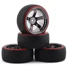 Firebrand RC FBR1WHEHI5966  Firebrand RC Highfive D29 Pre-Mounted Slick Drift Tires (4) (Smoke Chrome) w/D2 Tires, 12mm Hex & 9mm Offset