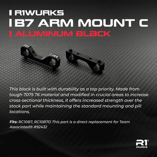 R1wurks R1-900057  R1Wurks RC10 B7 Arm Mount C, Aluminum, Black