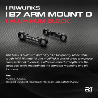 R1wurks R1-900058  R1Wurks RC10 B7 Arm Mount D, Aluminum, Black