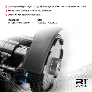 R1wurks R1-900038  R1Wurks RC10 B7 Top Shaft Screw, Titanium