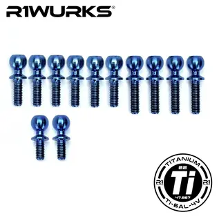 R1wurks R1-900091  R1Wurks RC10 B7 Turnbuckle Ball Stud Set, Blue Titanium, 12pcs