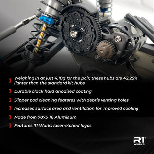 R1wurks R1-900073  R1Wurks RC10 B7 Slipper Hub Set, Aluminum