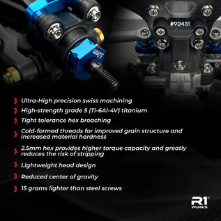 R1wurks R1-900051   Titanium Upper Screw Set, Button Head for B7