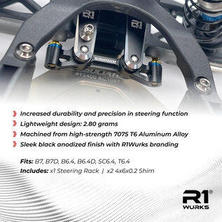 R1wurks R1-900059  R1Wurks RC10 B7 Steering Rack, Aluminum