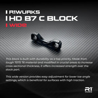 R1wurks R1-900060  R1Wurks RC10 B7 Arm Mount C, Wide, Aluminum, Black