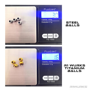 R1wurks R1-900009  R1WURKS B7 Titanium Lower Shock Pivot Balls (Titanium Nitride Coated)