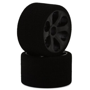 JACO JAC2740B Purple Jaco 1/12 Foam Front Tires Mounted On "Prism" Black Wheels (2)