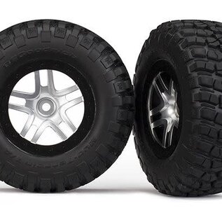 Traxxas TRA6873X  S1  BFGoodrich KM2 Tires & SCT Wheels black / satin chrome wheels (2) (4WD f/r, 2WD rear) (TSM® rated)