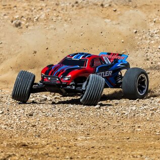 Traxxas TRA37254-8 Red  Rustler 2WD BL-2S Brushless RTR USB-C HD
