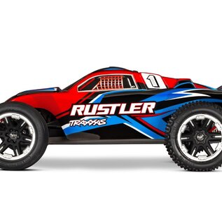 Traxxas TRA37254-8 Red  Rustler 2WD BL-2S Brushless RTR USB-C HD