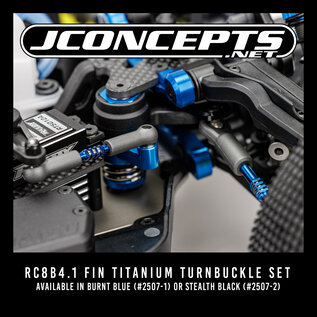 J Concepts JCO2507-2  Stealth Black Fin Titanium Turnbuckle Set for RC8B3 / RC8B3E (5) 25072