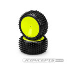 J Concepts JCO3059-201021  Pink Drop Step Pre-Mounted on 3348W Rear Yellow Buggy Wheels 3059201021