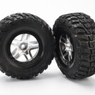 Traxxas TRA5882  Kumho Tires & SCT Wheels Split-Spoke satin chrome, black wheels (2)