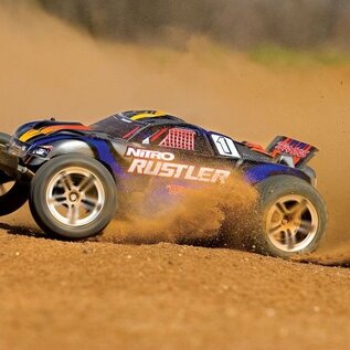 Traxxas TRA44096-3-BLUE  Silver / Blue Nitro Rustler w/ TSM RTR