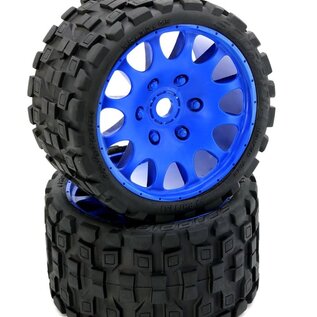Power Hobby PHBPHT1131SBLUE  Scorpion Belted Medium Tires on Sport-Blue Wheels 17mm Hex (2)
