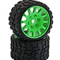 Power Hobby PHBPHT1141SGREEN  Raptor Belted Medium Tires on Sport-Green Wheels 17mm Hex (2)