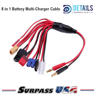 Surpass Hobby USA DTC08003 Hobby Details 8 in 1 Battery Multi-Charger Cable