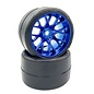 SWEEP C1003BC  MT VHT Crusher Belted Slick Tires preglued on WHD Blue Chrome wheel (2)