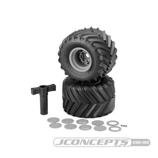 J Concepts JCO3085-40910  Yellow  Renegades Tires Pre-mounted Wheels on Silver Wheels for E-Revo 2.0, Kraton (2)