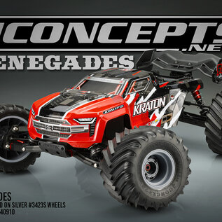 J Concepts JCO3085-40910  Yellow  Renegades Tires Pre-mounted Wheels on Silver Wheels for E-Revo 2.0, Kraton (2)