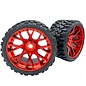 SWEEP C1002RC  Terrain Crusher Belted Tires preglued on Red Chrome Wheels 2pcs set