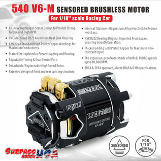 Surpass Hobby USA SP-054006-15-25.5  Rocket-RC V6M SPEC 25.5T Lightweight Sensored Brushless Motor