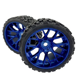 SWEEP C1002BC  Terrain Crusher Belted Tires preglued on Blue Wheel 2pcs set