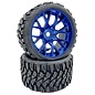 SWEEP C1002BC  Terrain Crusher Belted Tires preglued on Blue Wheel 2pcs set