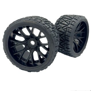 SWEEP C1004B Land Crusher Belted Tires preglued on Black Wheels 2pcs set