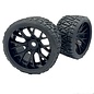 SWEEP C1004B Land Crusher Belted Tires preglued on Black Wheels 2pcs set