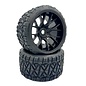 SWEEP C1004B Land Crusher Belted Tires preglued on Black Wheels 2pcs set