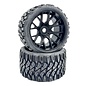 SWEEP C1002B  Terrain Crusher Belted Tires preglued on Black  Wheels 2pcs set