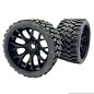 SWEEP C1002B  Terrain Crusher Belted Tires preglued on Black  Wheels 2pcs set